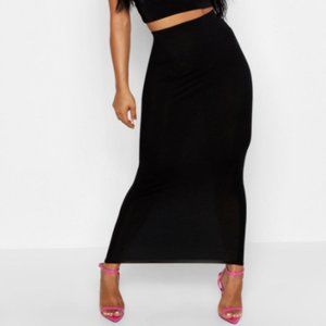 Boohoo basic black jersey tube maxi skirt